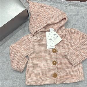 NWT Pink Knit Baby Cardigan with Hood with Nordstrom box